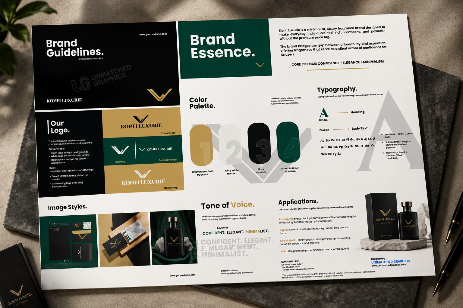 Konfi Luxurie brand identity by Unmatched Graphics
